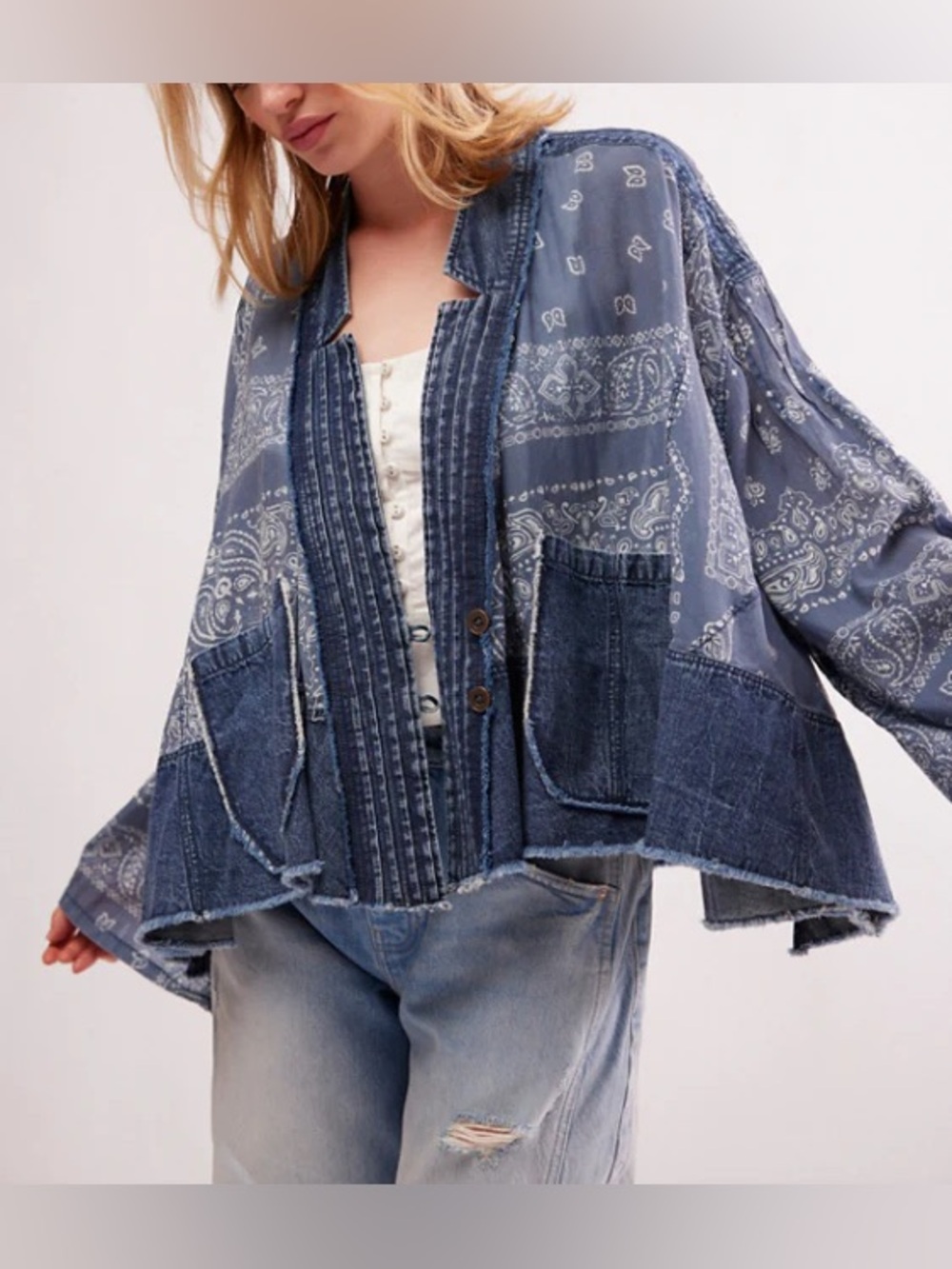 Free People Bandana Dreams Bed Jacket Size S - Picture 10 of 10